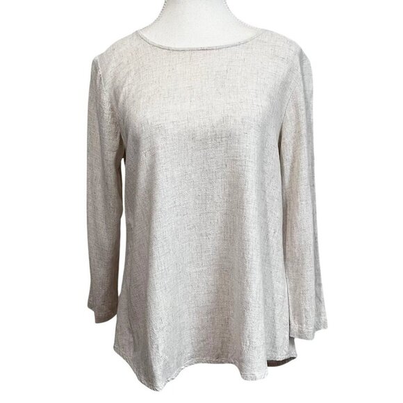 AMANDA MOSS NEALA LINEN BLEND TUNIC TOP IN OATMEAL CREAM - XS - Picture 2 of 11